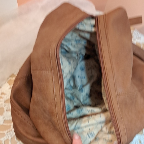 Tassel Accent Tan Leather Sling Backpack - Picture 8 of 9